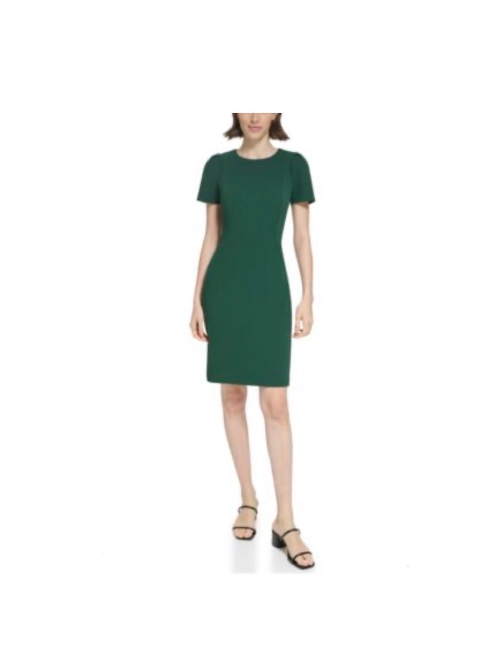 Calvin Klein - Classic Short-Sleeve Sheath Dress in Emerald Green
